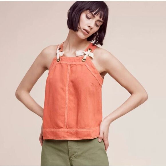 Anthropologie Maeve Cora Swing Tie Top Linen Blend 4 Women - Picture 1 of 7